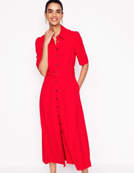 Anita Ponte Shirt Dress-Carmine Red