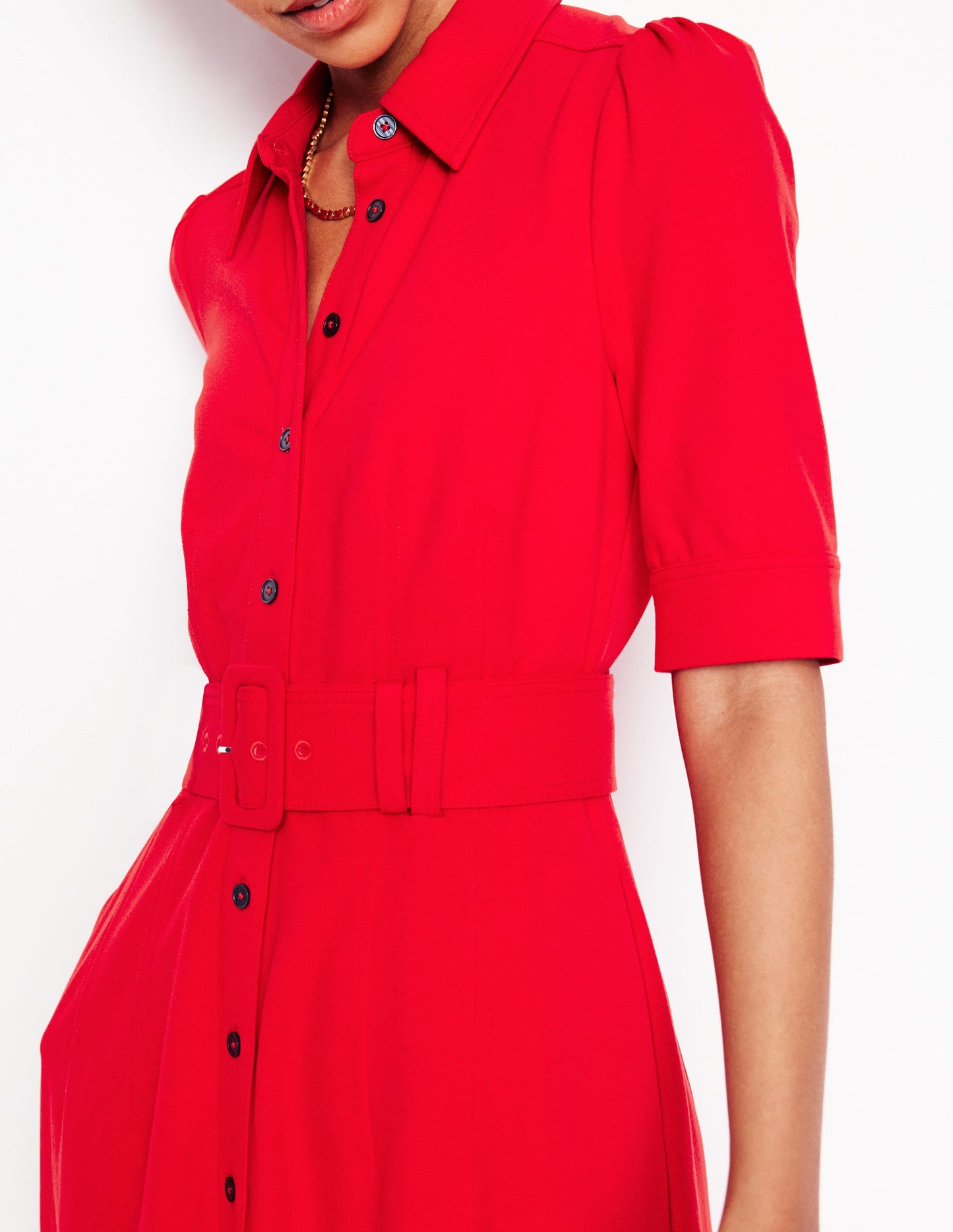 Anita Ponte Shirt Dress-Carmine Red