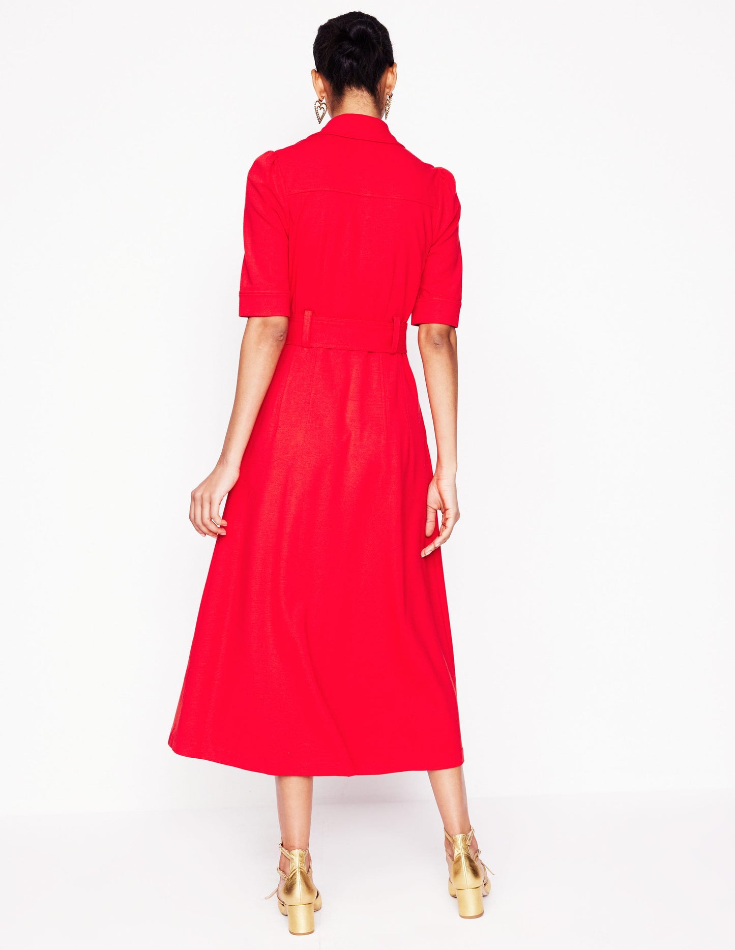 Anita Ponte Shirt Dress-Carmine Red