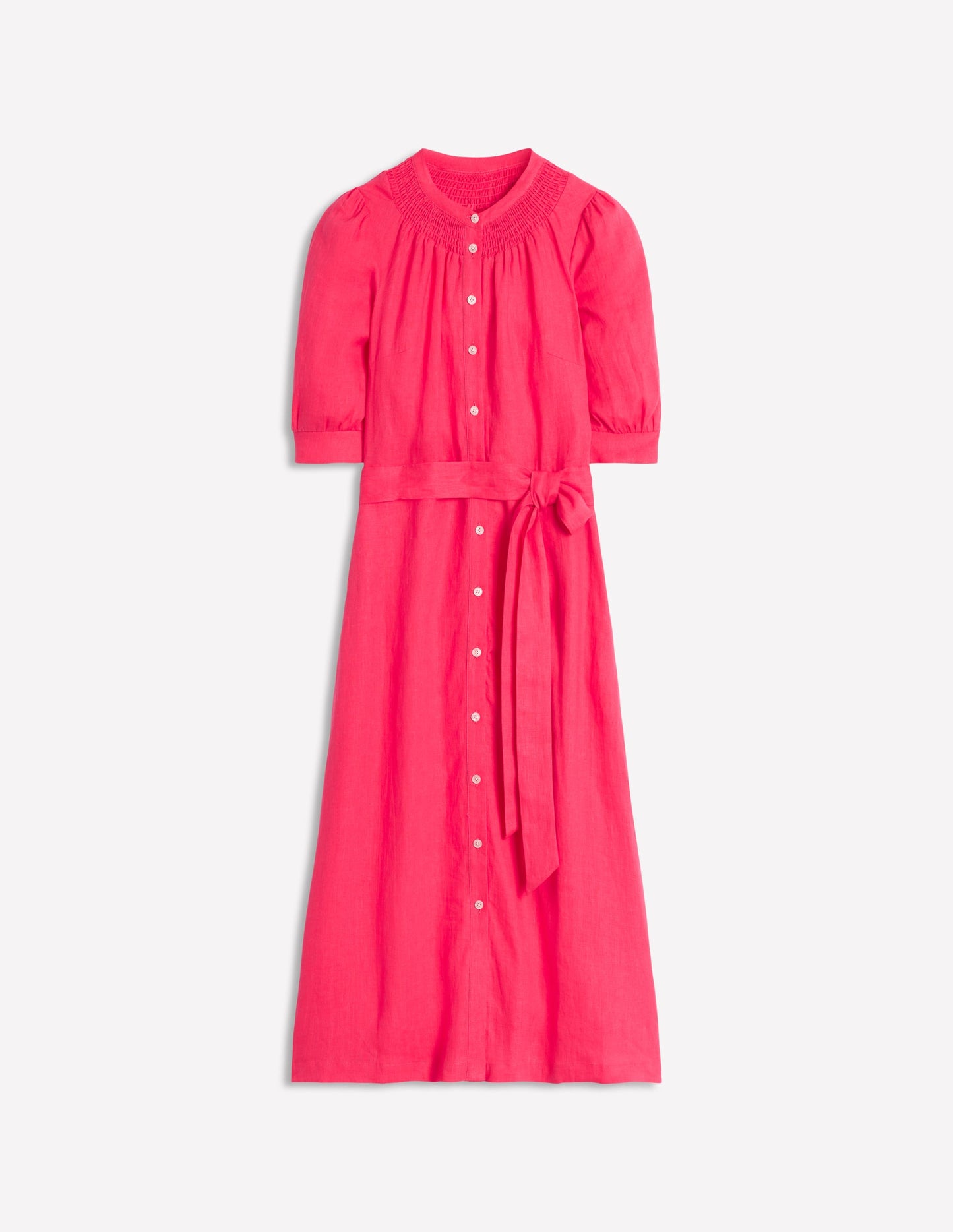 Ada Linen Midi Dress-Camelia Pink