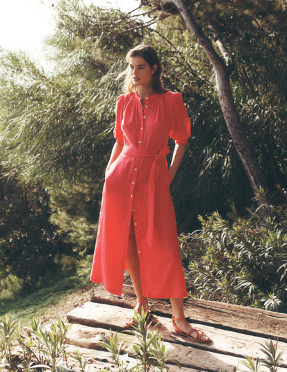 Ada Linen Midi Dress-Camelia Pink-2