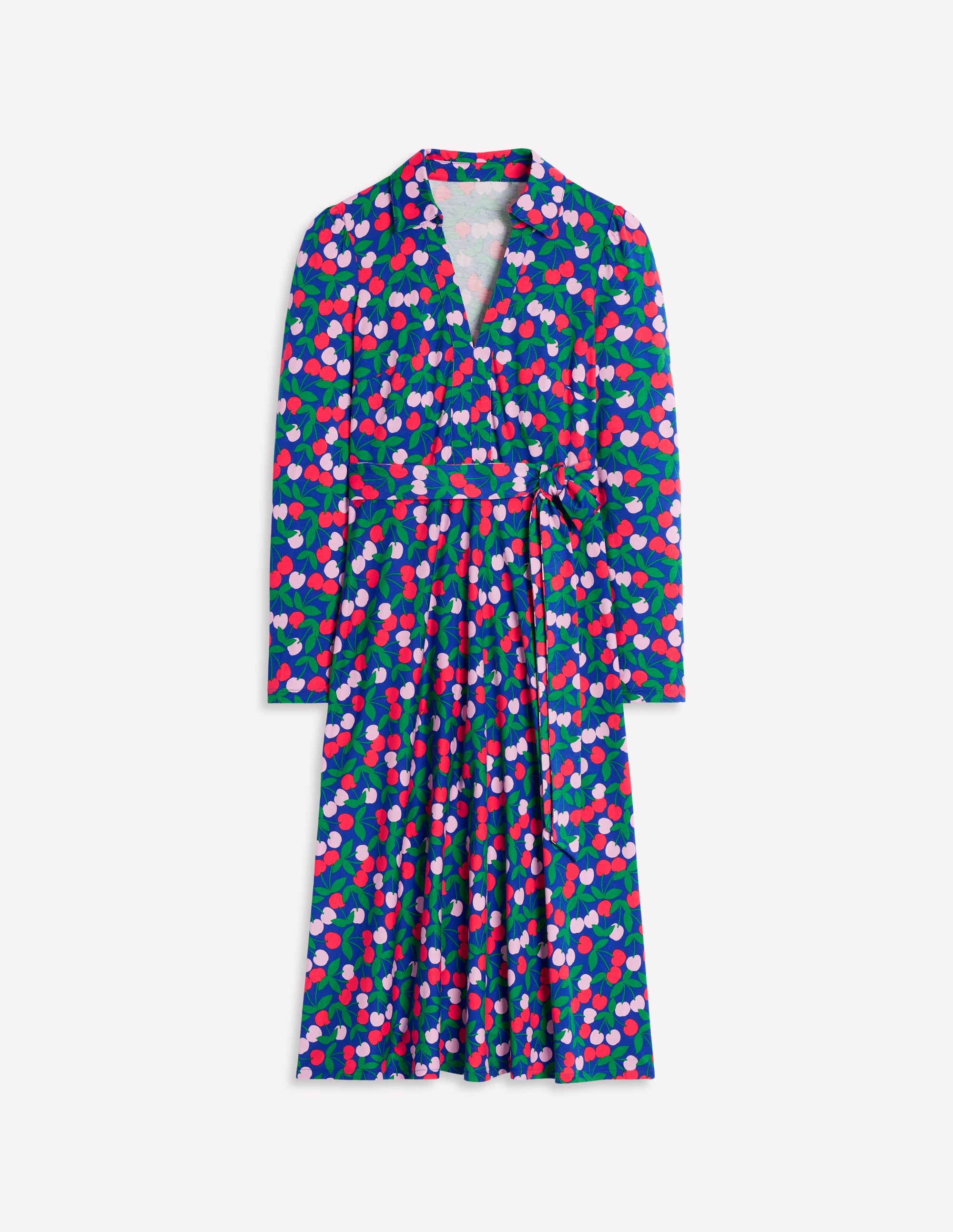 Imogen Collared Jersey Dress-Bright Blue, Cherry Cascade - Image 5
