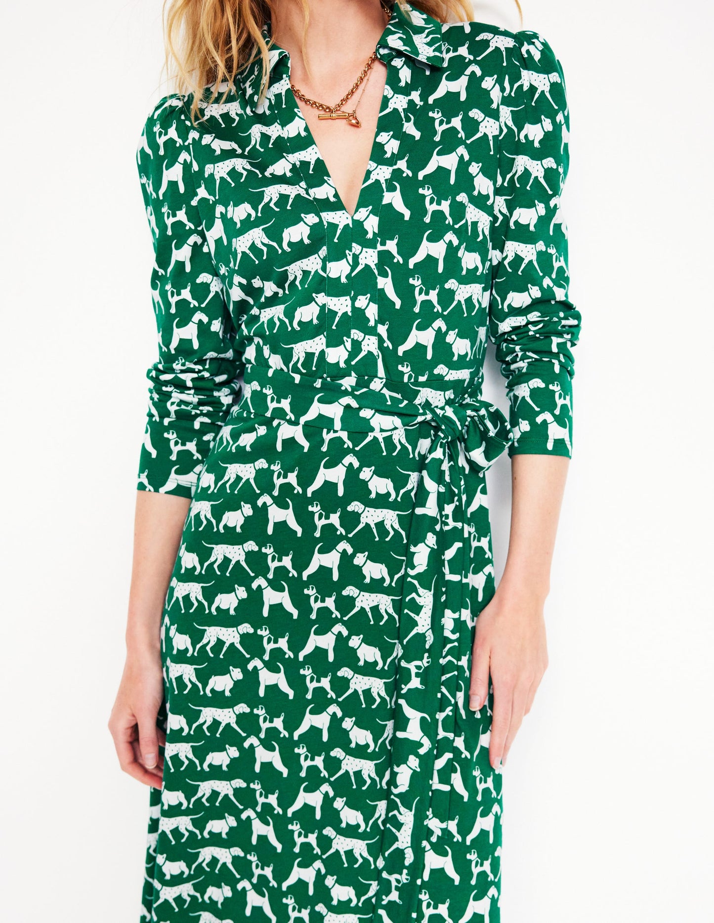 Imogen Collared Jersey Dress-Grass, Janet and Friends