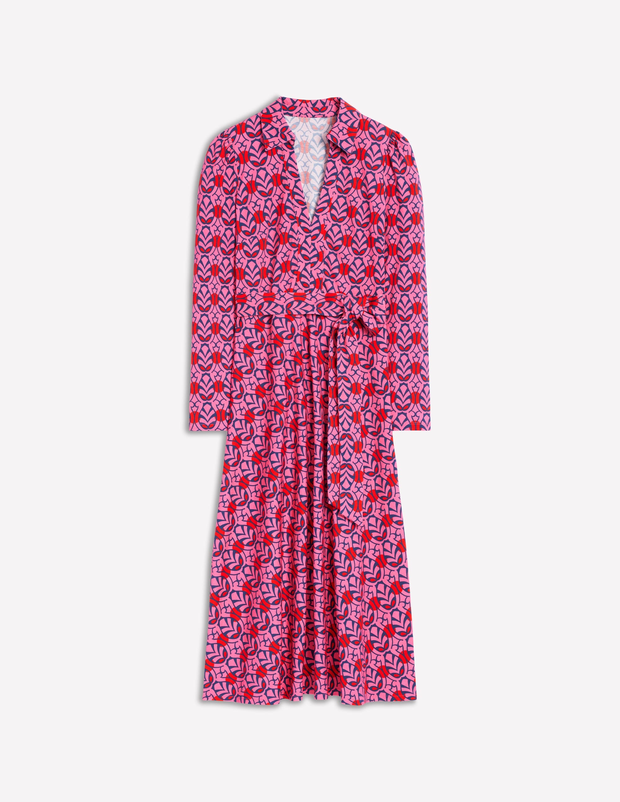 Imogen Collared Jersey Dress-Sorbet Pink, Leaf Terrace - Image 5