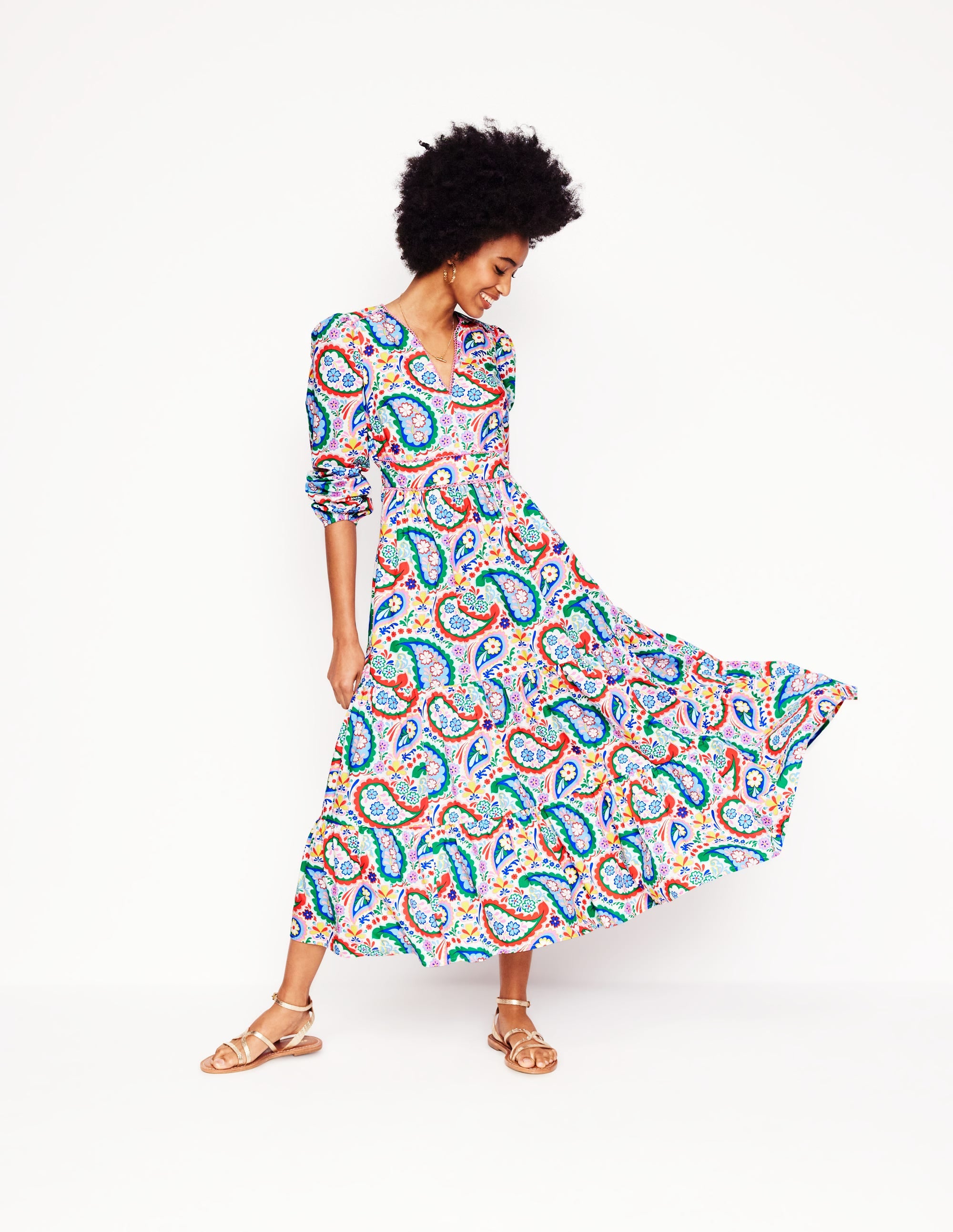 Violet Midi Dress-Multi, Meadow Paisley - Image 3