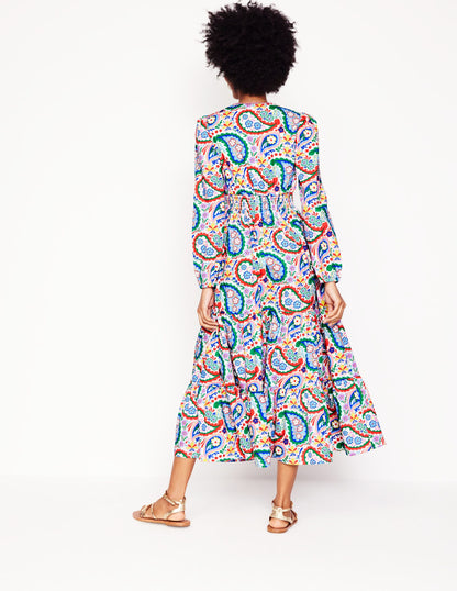 Violet Cotton Midi Dress-Multi, Meadow Paisley