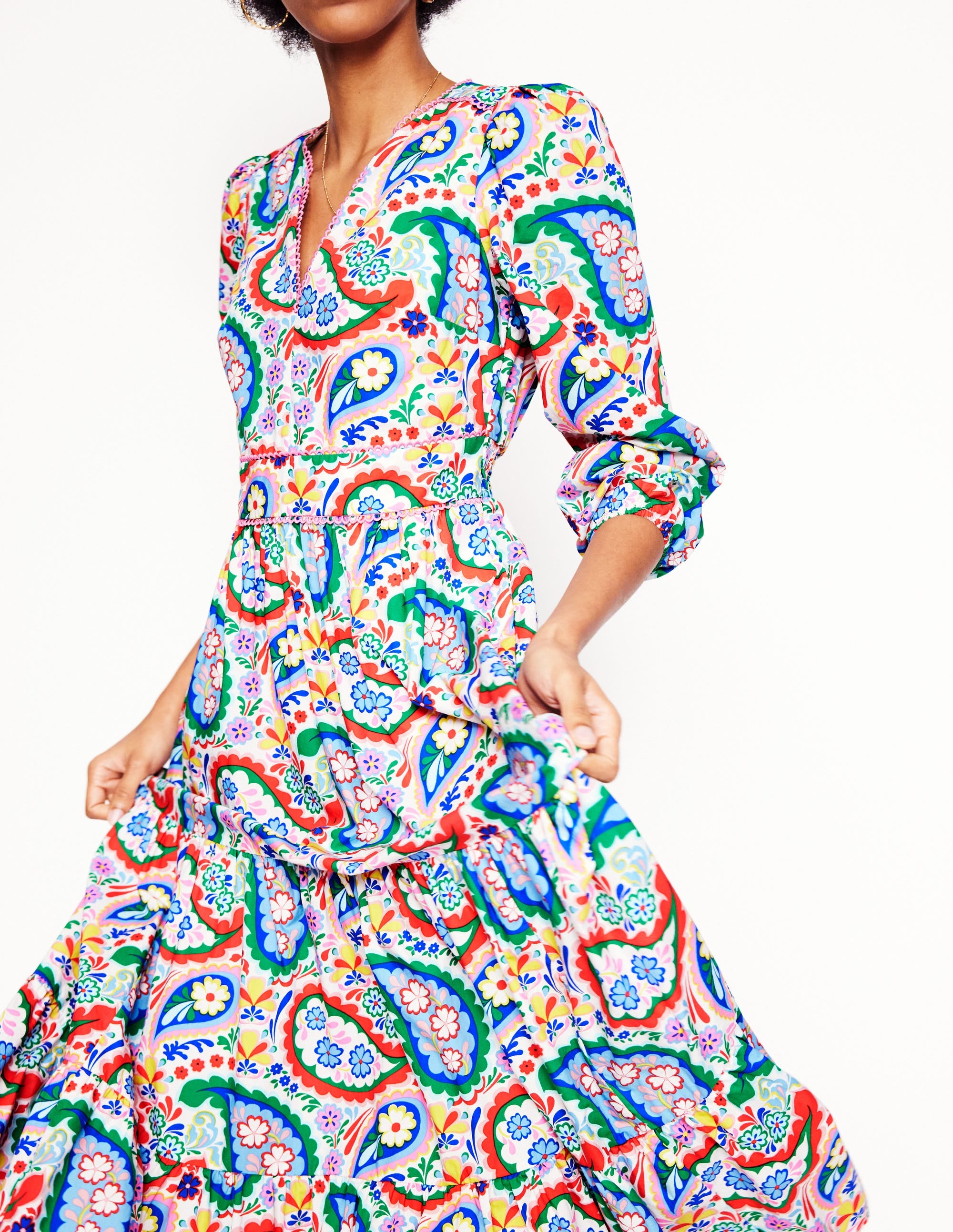 Violet Midi Dress-Multi, Meadow Paisley - Image 6