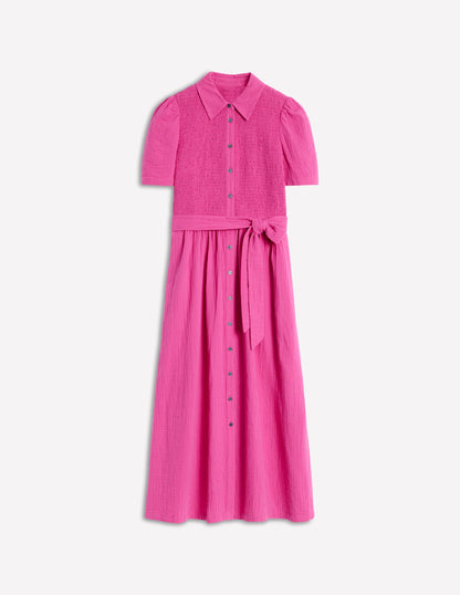 Amber Double Cloth Midi Dress-Cosmos Pink