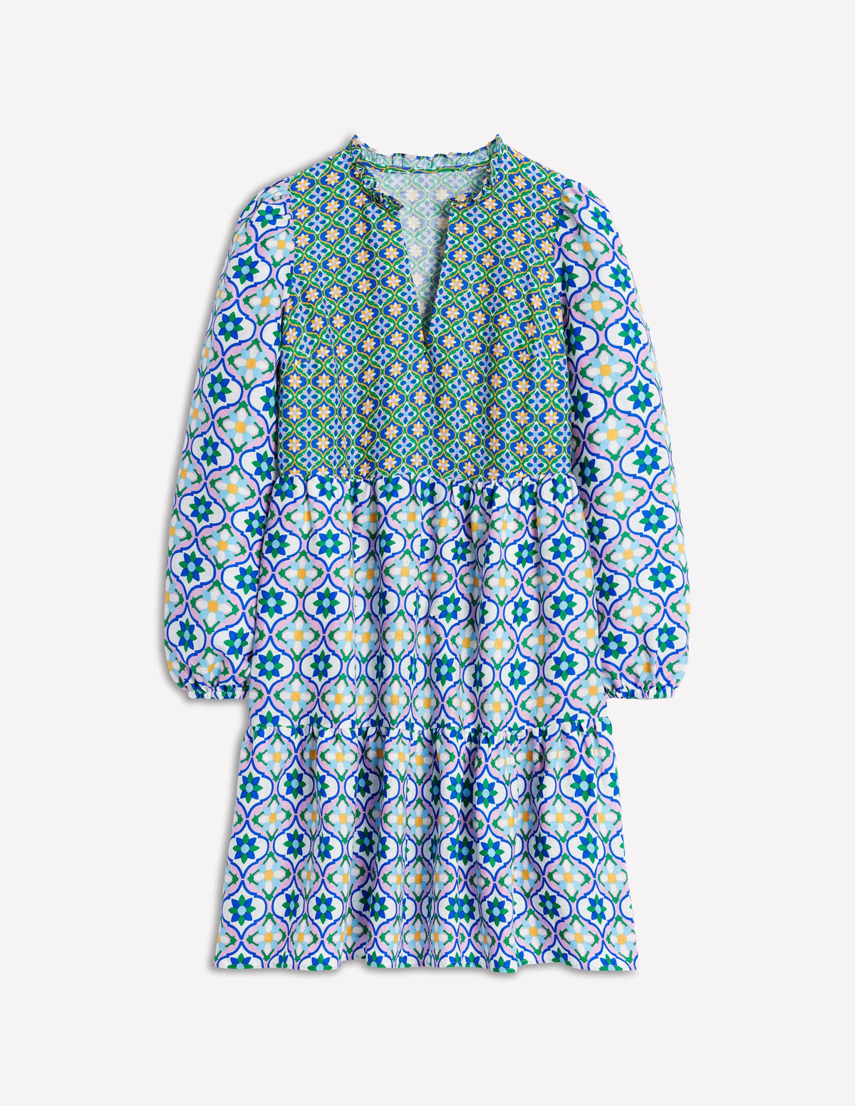 Esme Linen Mini Dress-Multi, Floweret Tile - Image 5