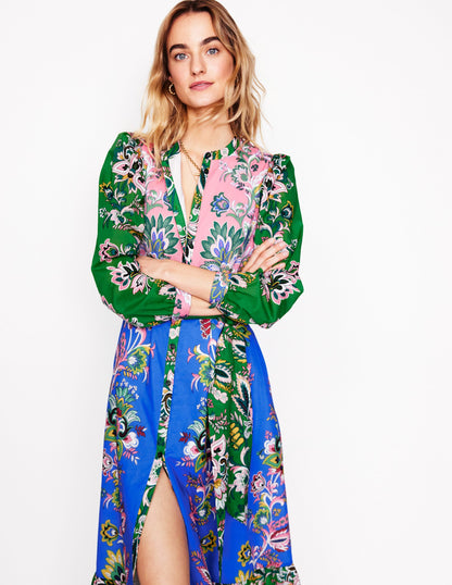 Mia Tiered Shirt Dress-Multi, Botanica Terrace