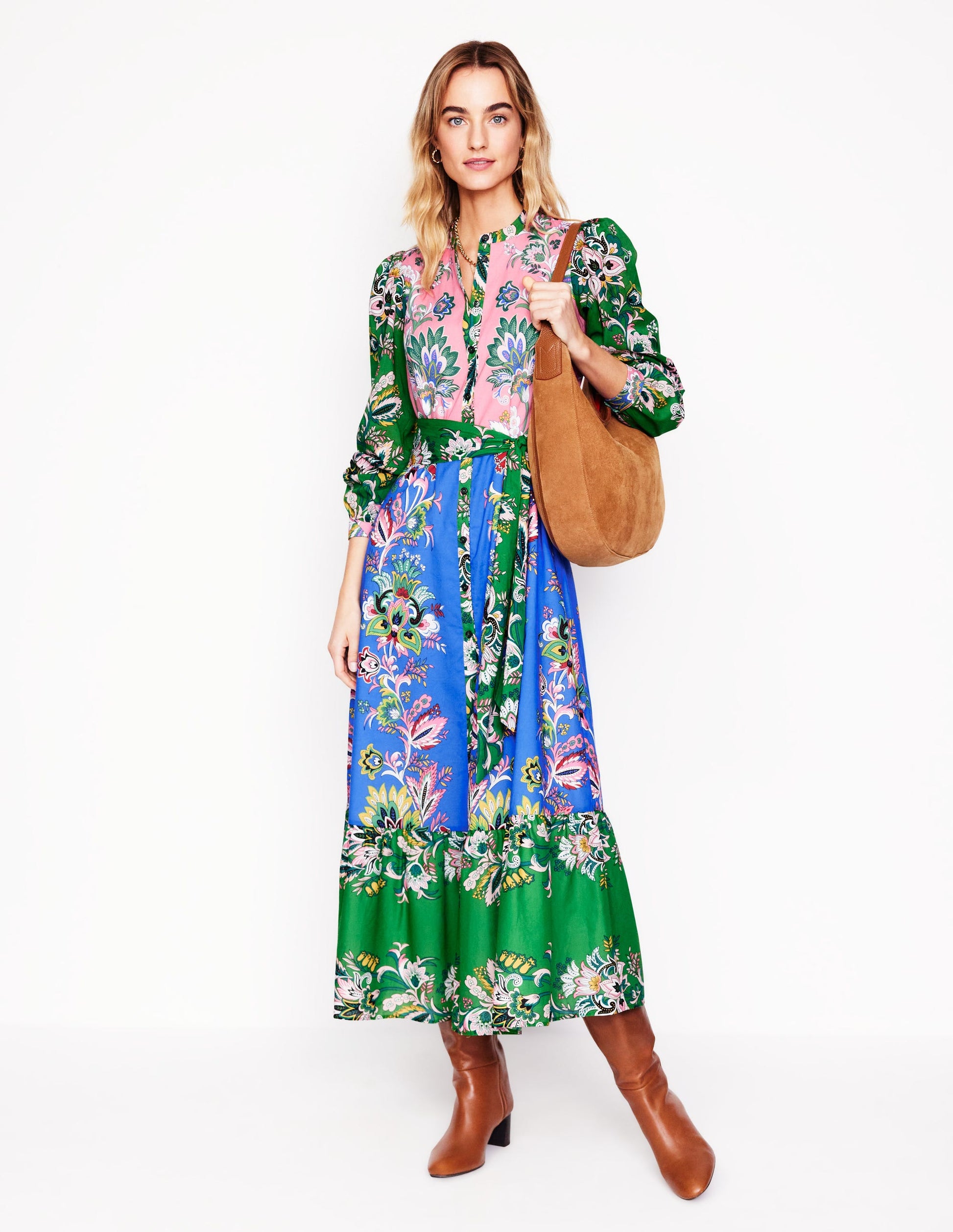 Mia Tiered Shirt Dress-Multi, Botanica Terrace Boden USA