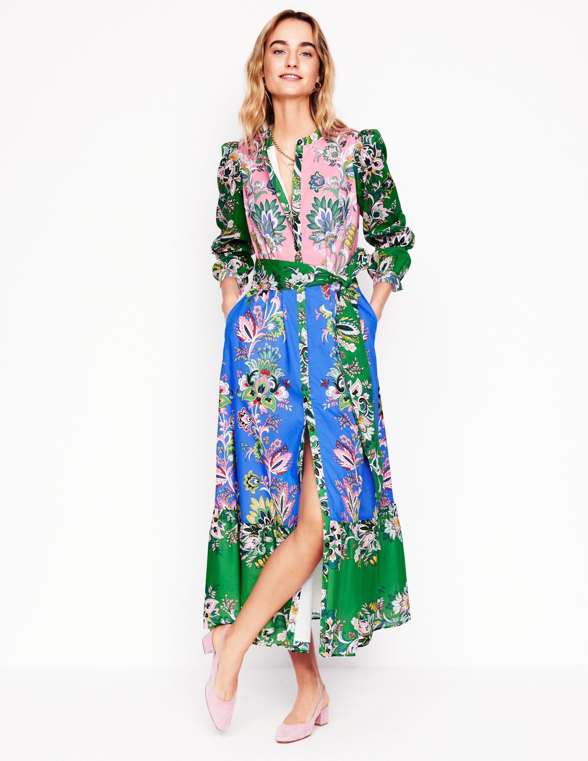 Mia Tiered Shirt Dress-Multi, Botanica Terrace - Image 7