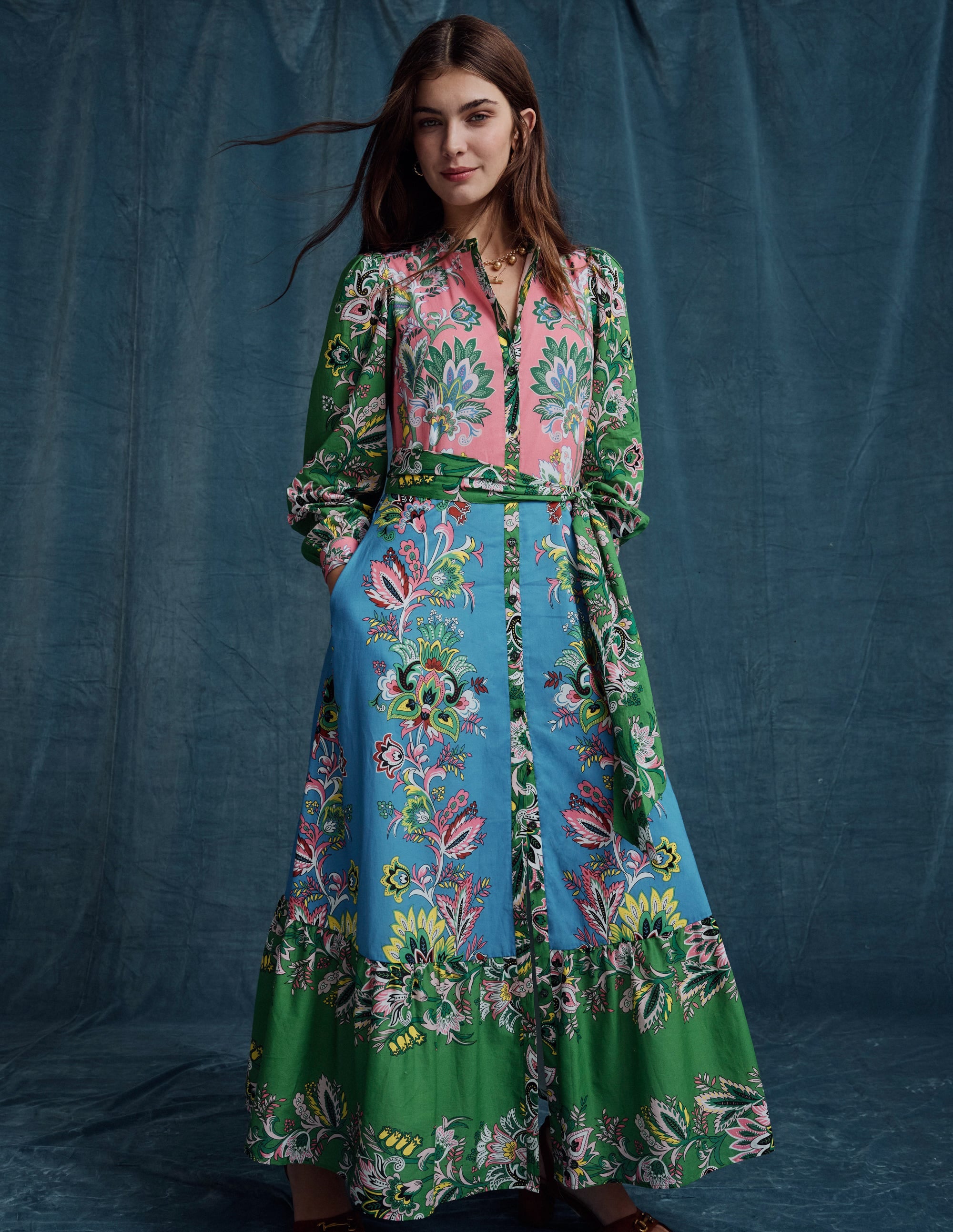 Mia Tiered Shirt Dress-Multi, Botanica Terrace - Image 2
