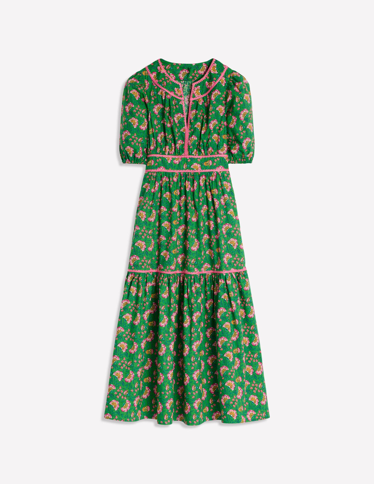 Rhea Embroidered Midi Dress-Green, Decorative Vine - Image 7