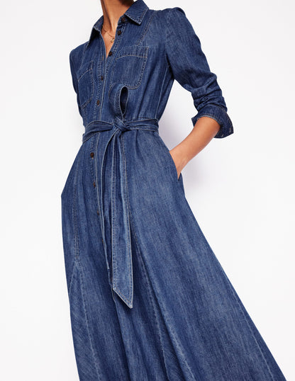 Mila Denim Midi Shirt Dress-Mid Vintage