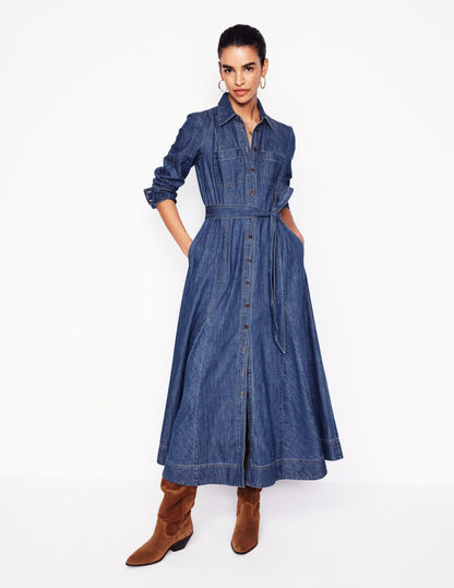 Mila Denim Midi Shirt Dress-Mid Vintage