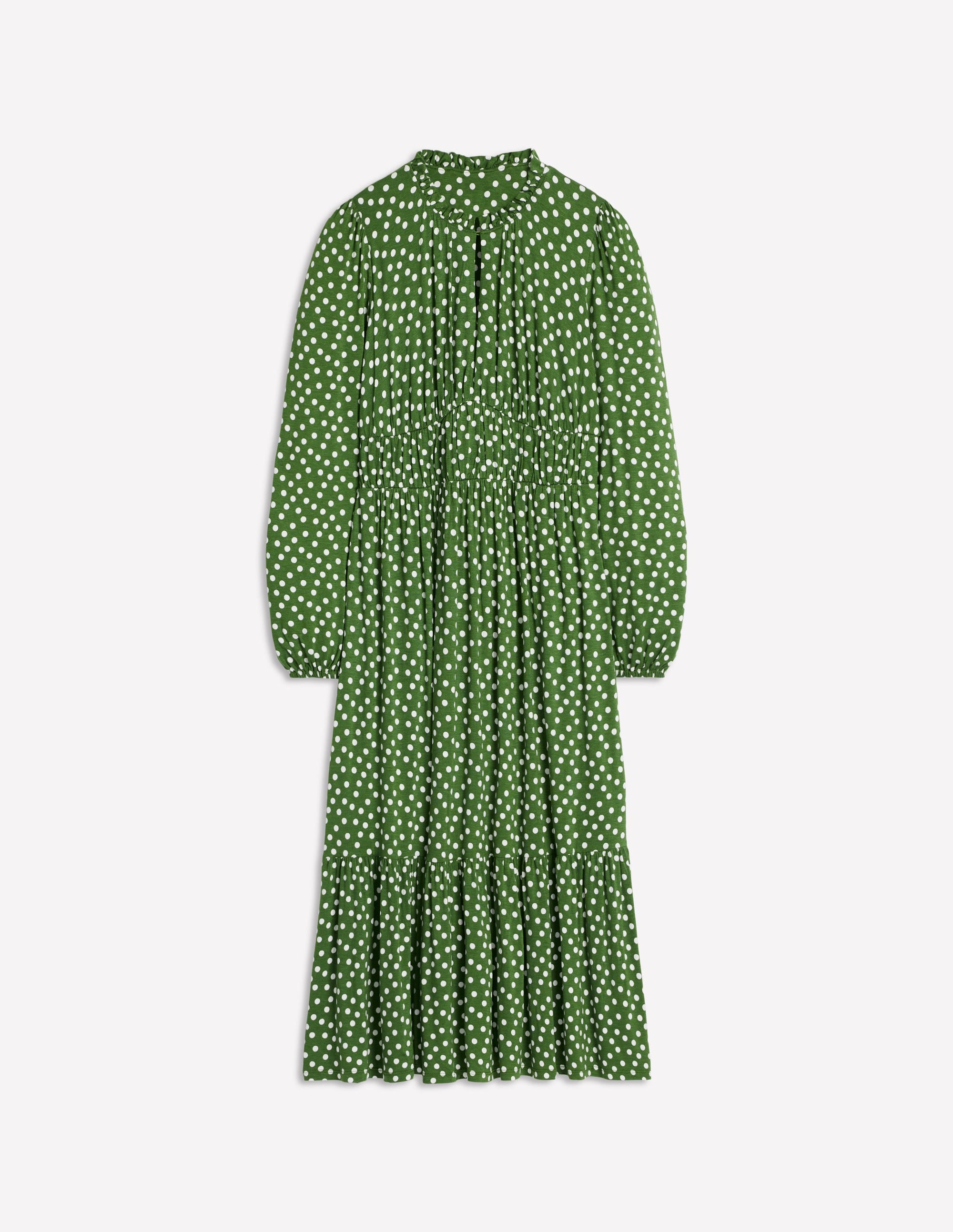 Rosamund Jersey Midi Tea Dress-Paradise Green, Abstract Dot - Image 7
