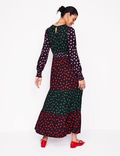 Tabitha Tiered Jersey Dress-Multi, Abstract Dot