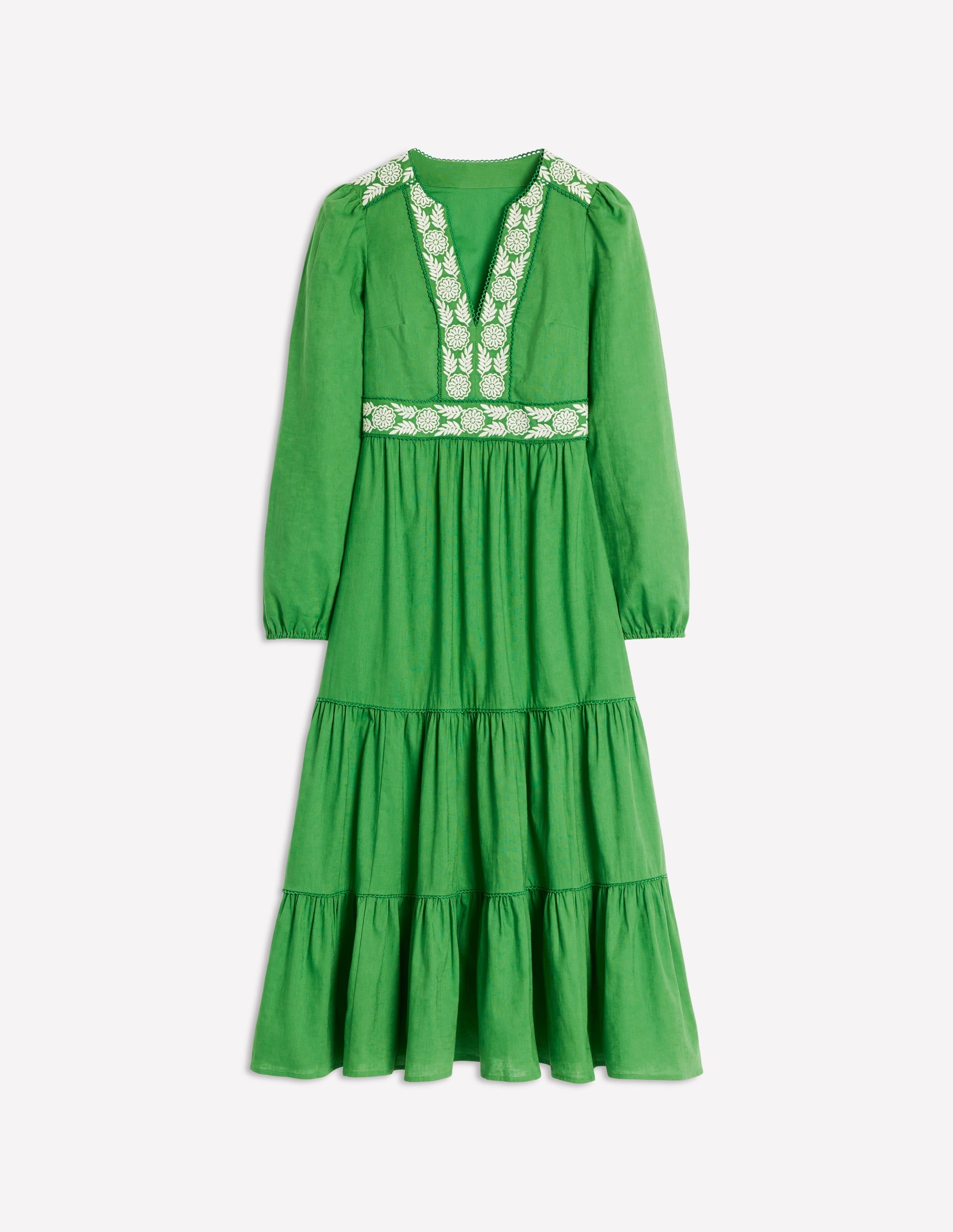 Violet Linen Blend Midi Dress-Paradise Green - Image 5
