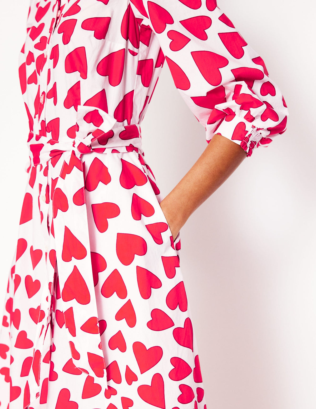 Clara Cotton Shirt Dress-Ivory, Heart Cluster - Image 4
