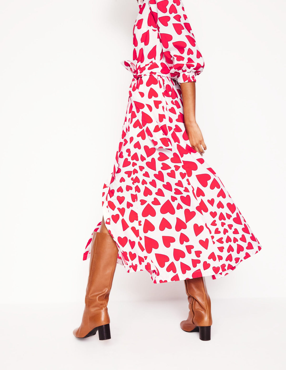 Clara Cotton Shirt Dress-Ivory, Heart Cluster - Image 5