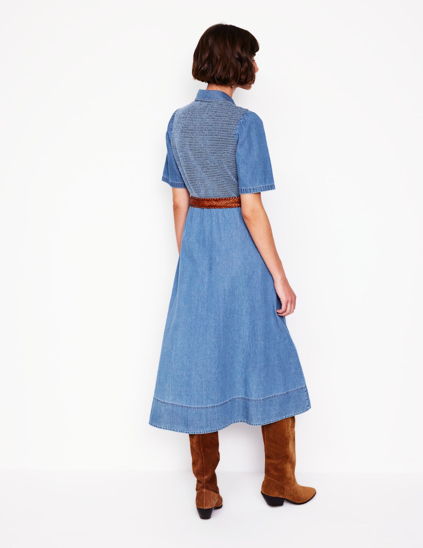 Amber Denim Midi Dress-Light Vintage Denim