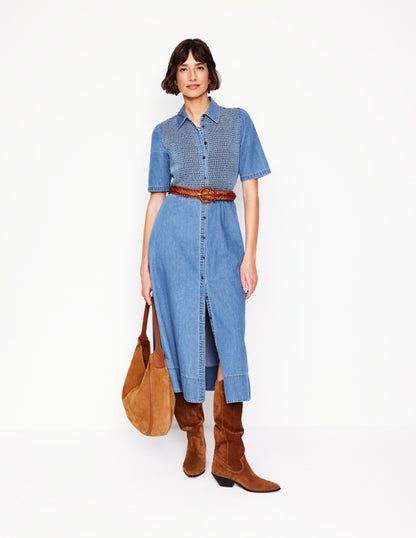 Amber Denim Midi Dress-Light Vintage Denim