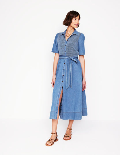 Amber Denim Midi Dress-Light Vintage Denim