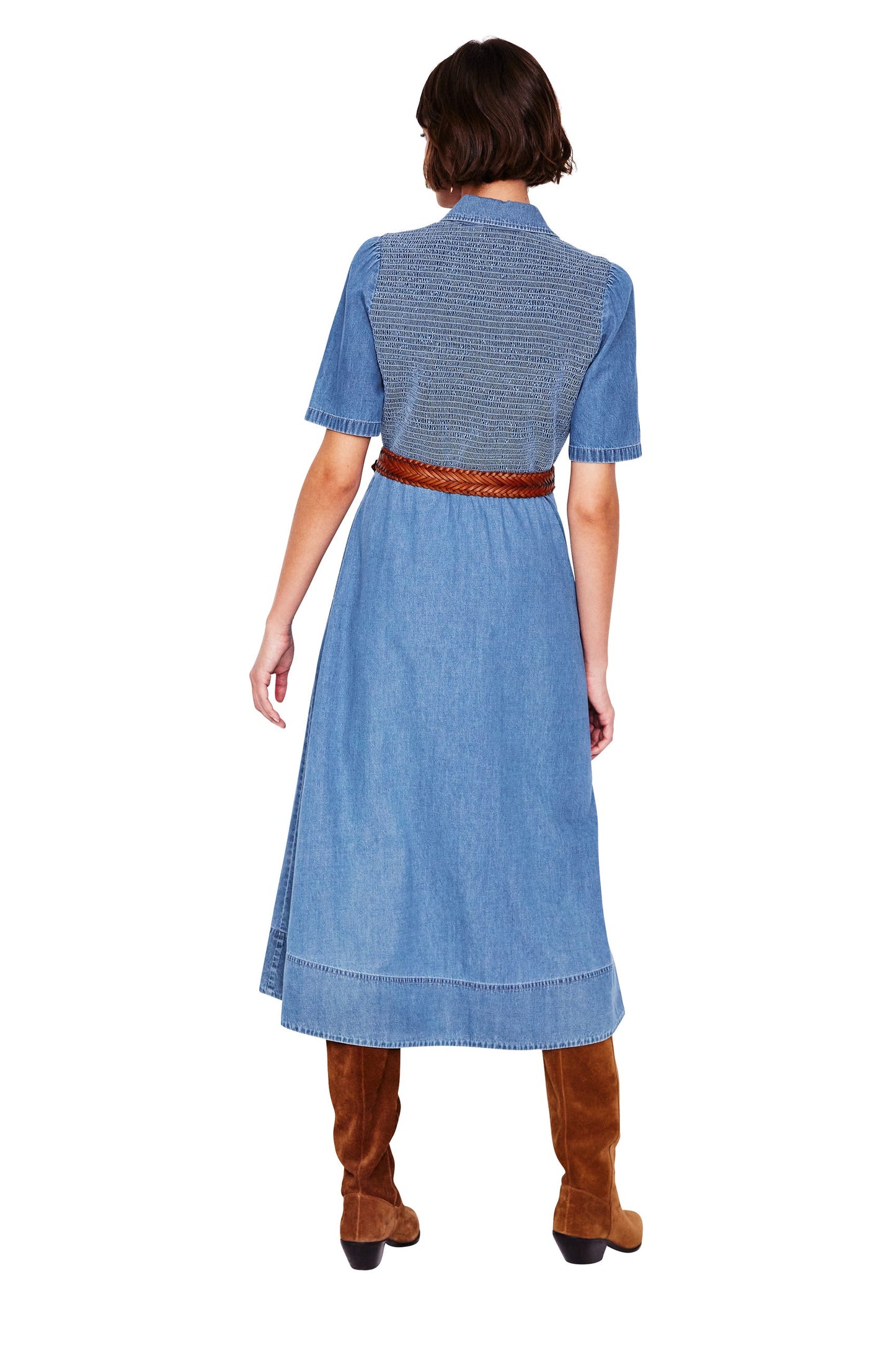 Amber Denim Midi Dress-Light Vintage Denim