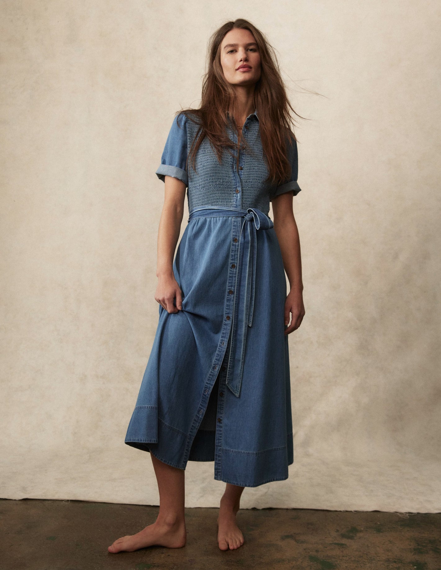 Amber Denim Midi Dress-Light Vintage Denim