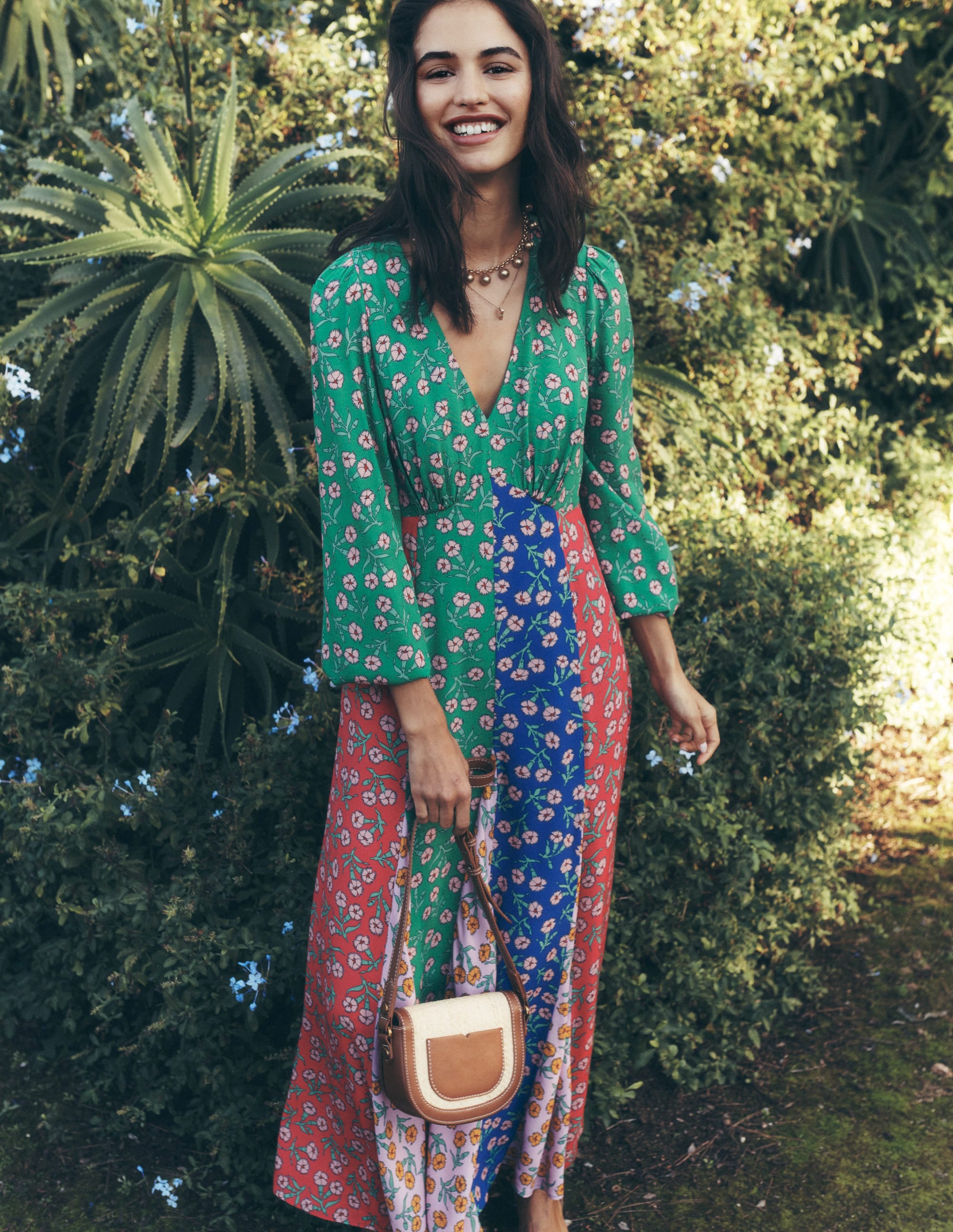 Lisa Long Sleeve Tea Dress-Hotched, Carnation Sprig - Image 2