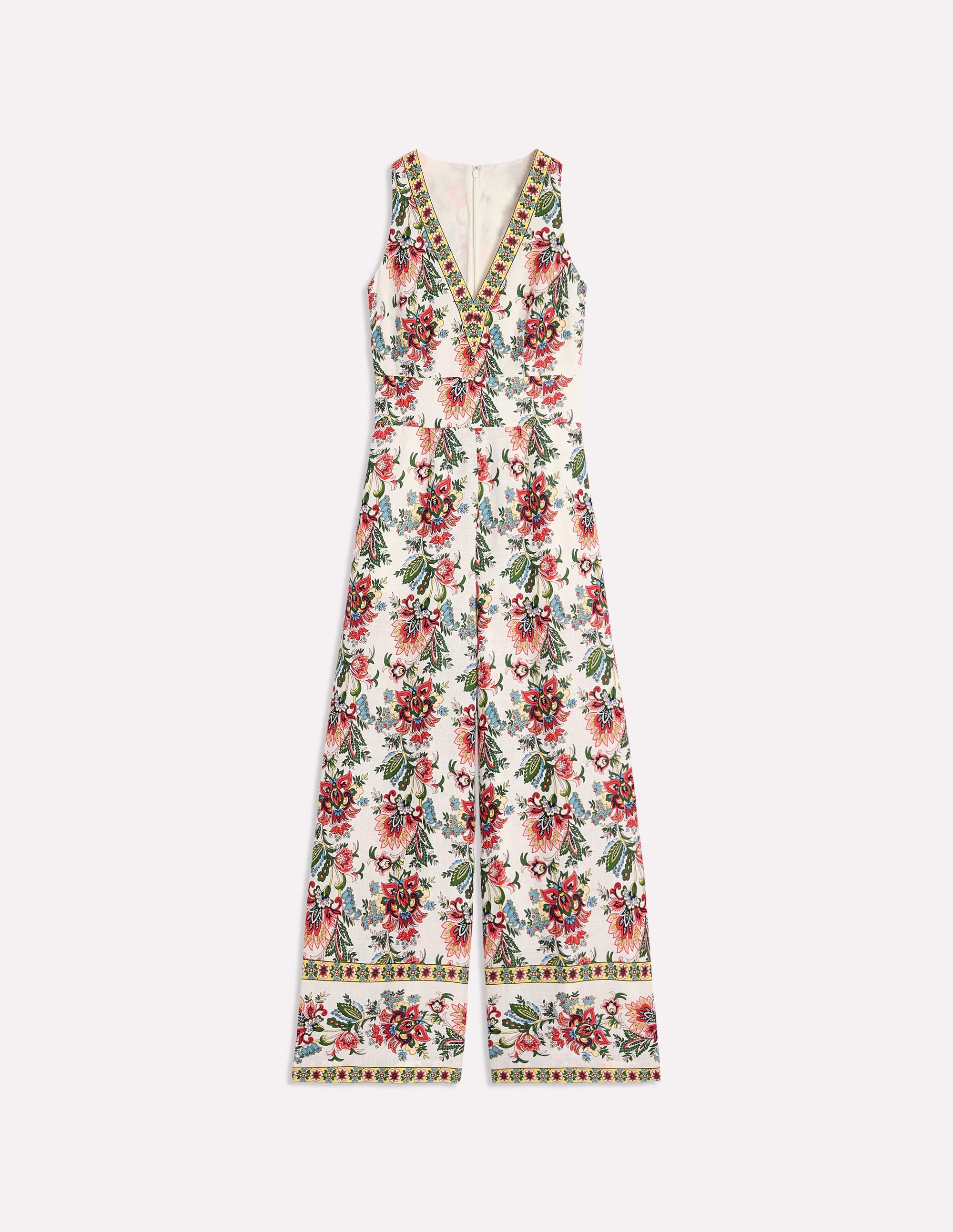 V-Neck Linen Jumpsuit-Ivory, Botanica Terrace - Image 5