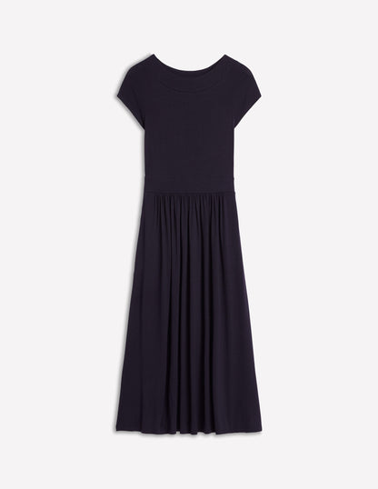 Melanie Jersey Midi Dress-Navy