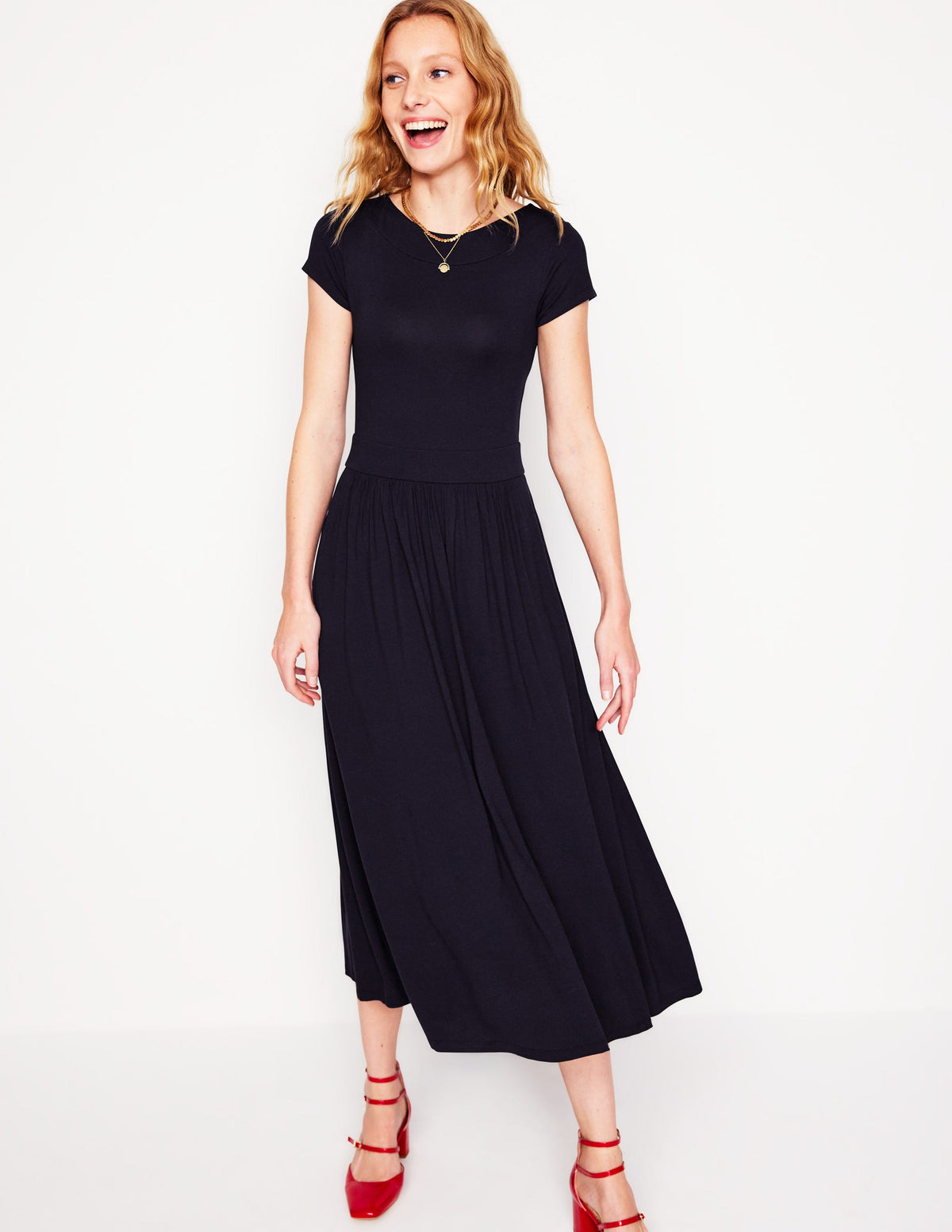 Melanie Jersey Midi Dress-Navy - Image 1