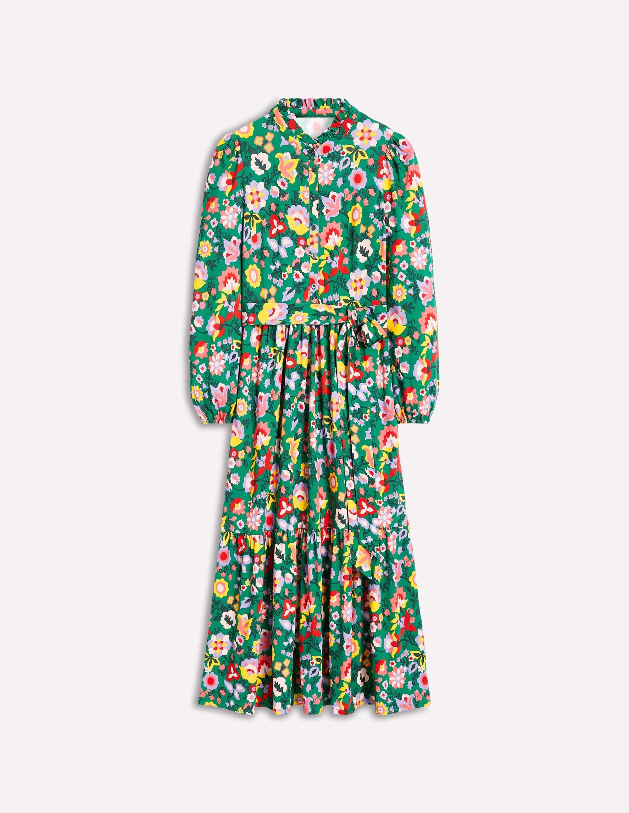 Willow Tiered Jersey Dress-Forest Grass, Flourishing Vine - Image 6