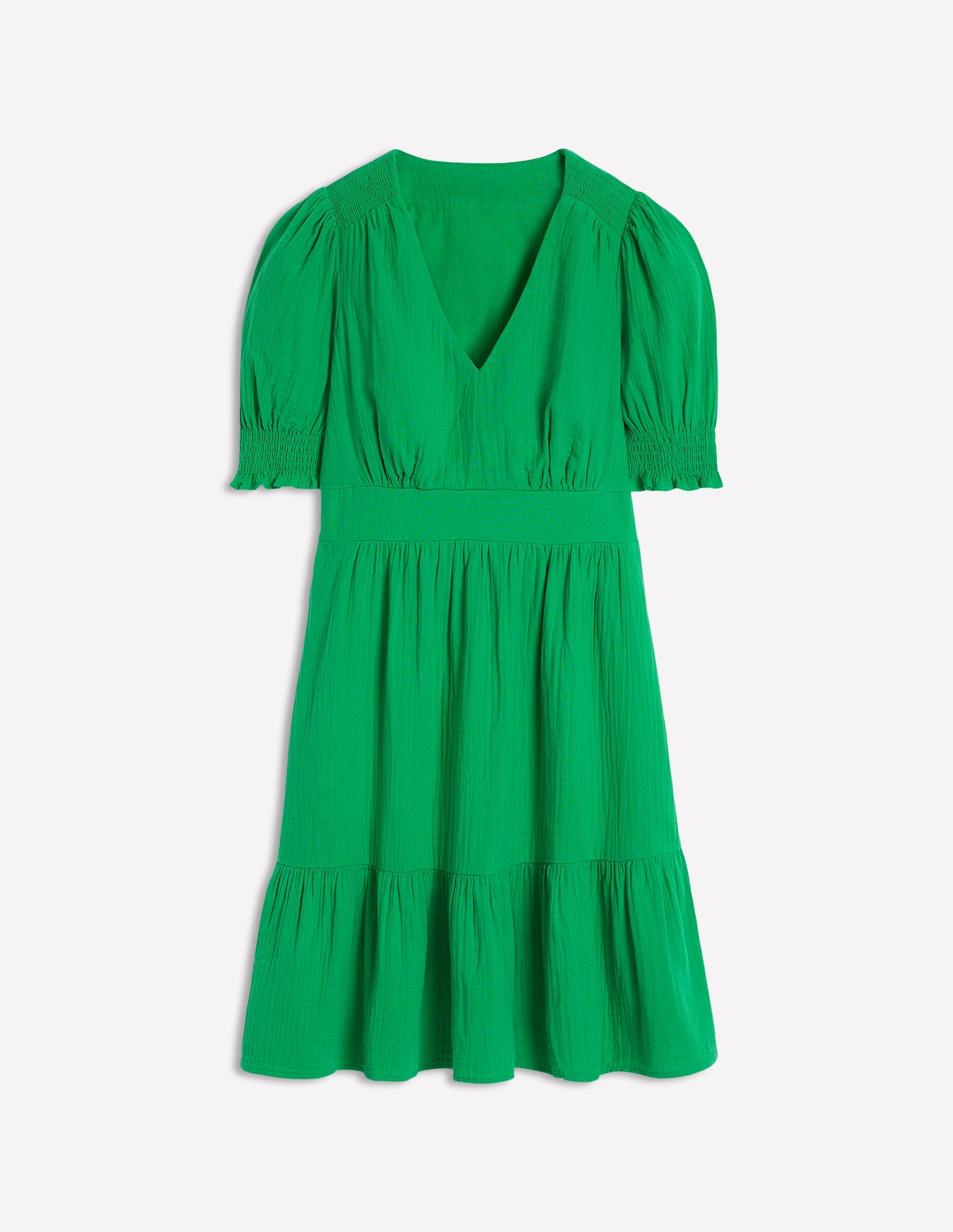 Anna Double Cloth Short Dress-Bright Green