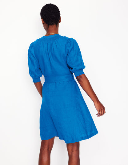 Ada Linen Short Dress-Cerulean blue-3