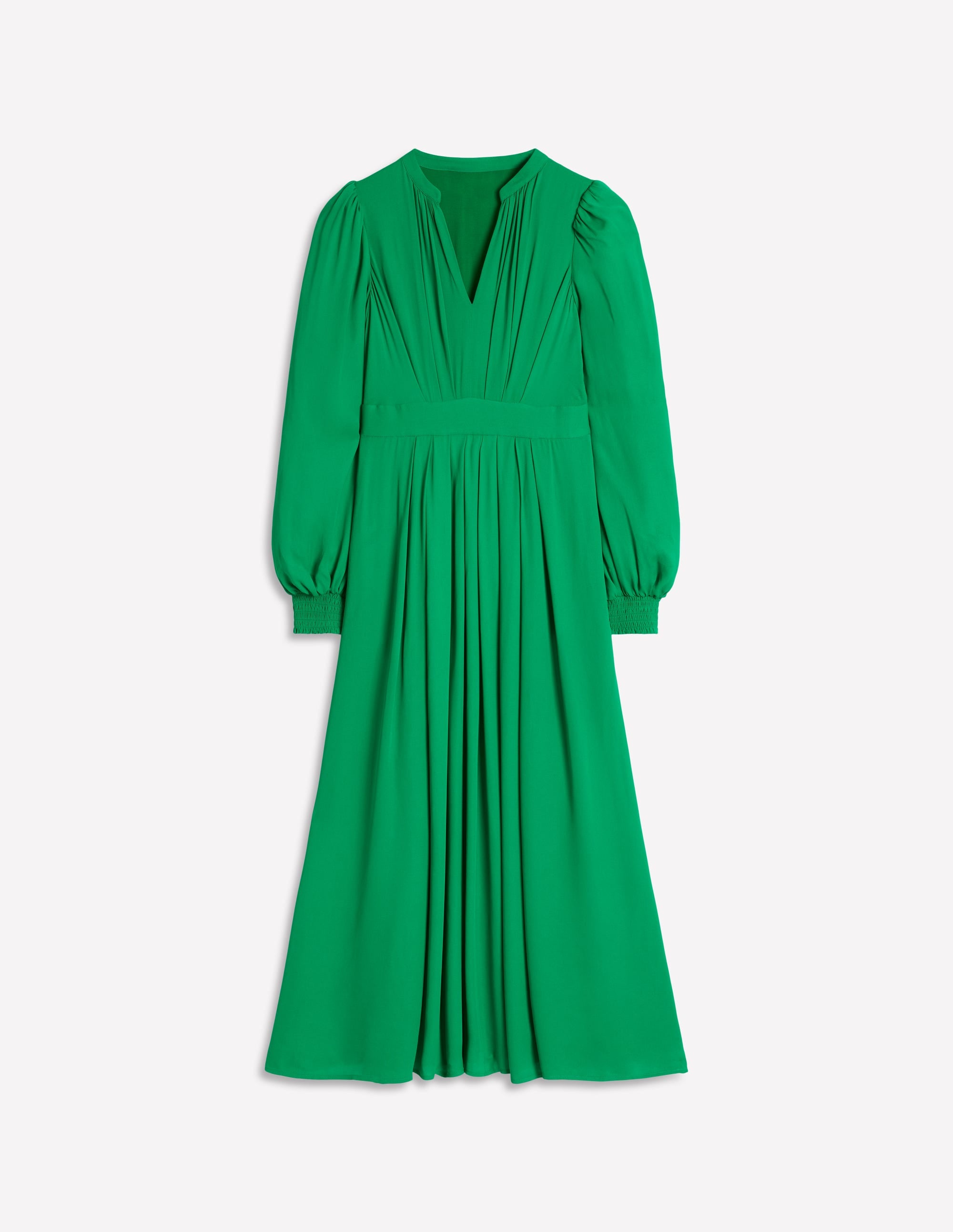 Pleat Detail Blouson Dress-Rich Emerald - Image 5