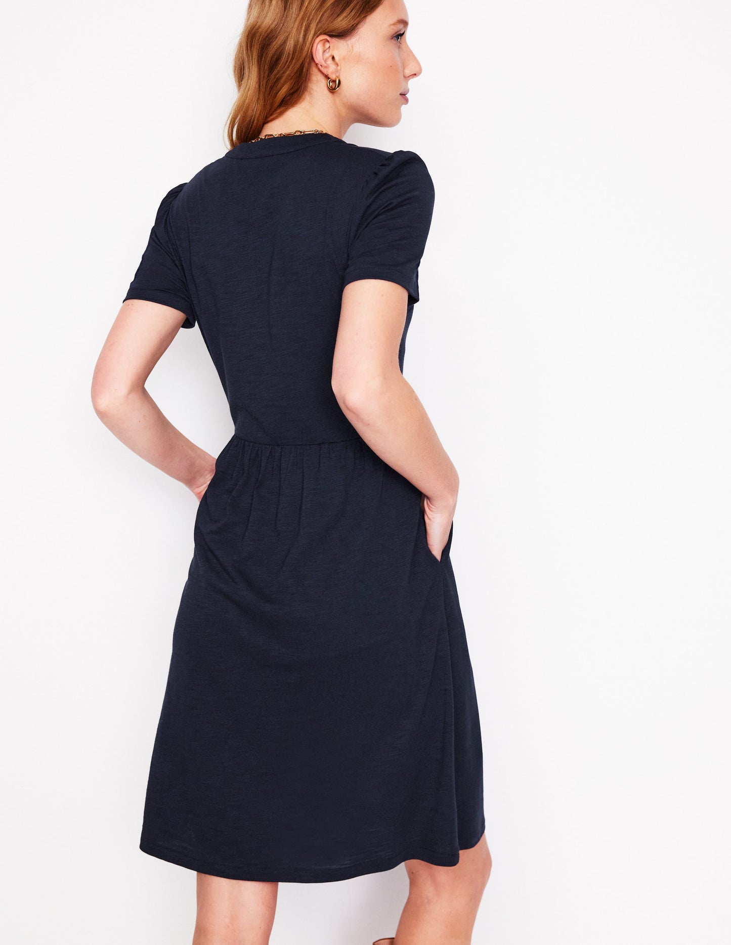 Naomi Short Sleeve Dress-Navy