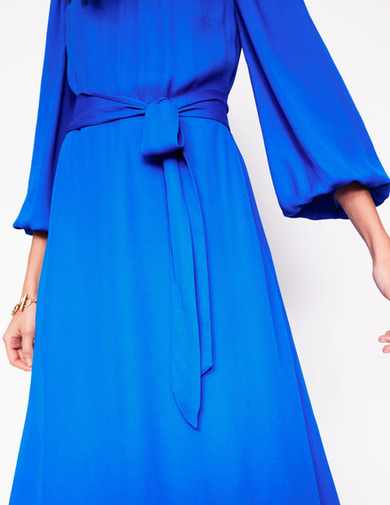 Blouson Sleeve Midi Dress-Gallery Blue