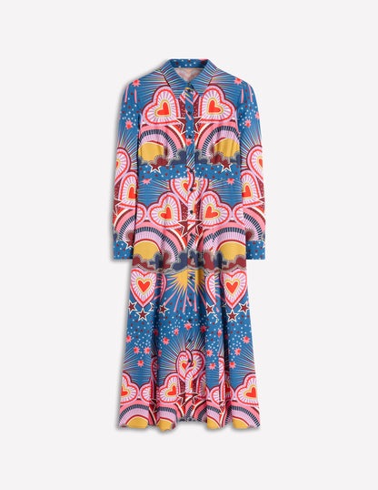 Empire Hotched Shirt Dress-Multi Heart-4