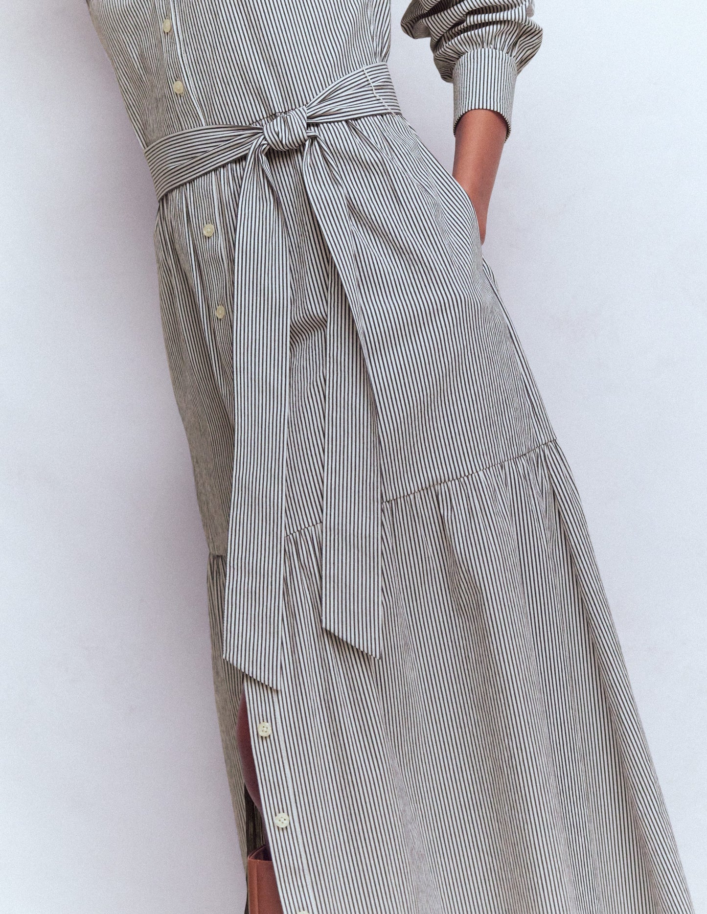 Ellie Cotton Maxi Shirt Dress-Texture Stripe