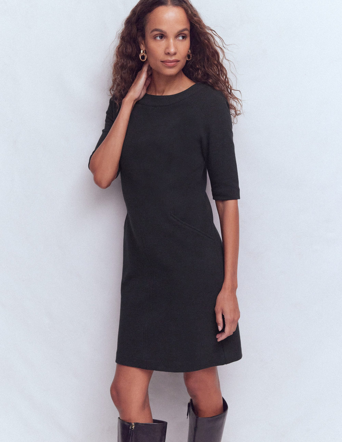 Nessa Ottoman Shift Dress-Black - Image 1