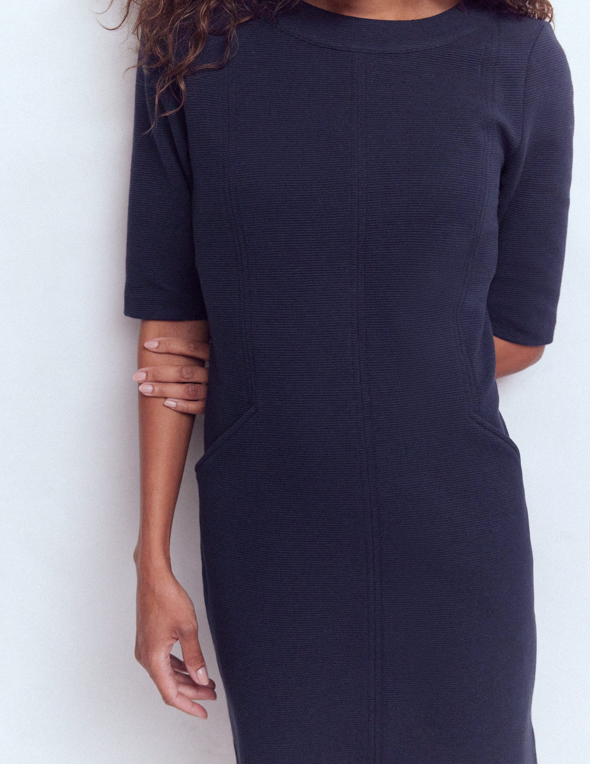 Nessa Ottoman Shift Dress-Navy - Image 2