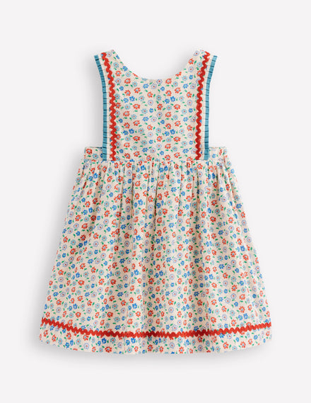 Gladys Pinafore Dress-Vanilla White Vintage Daisy