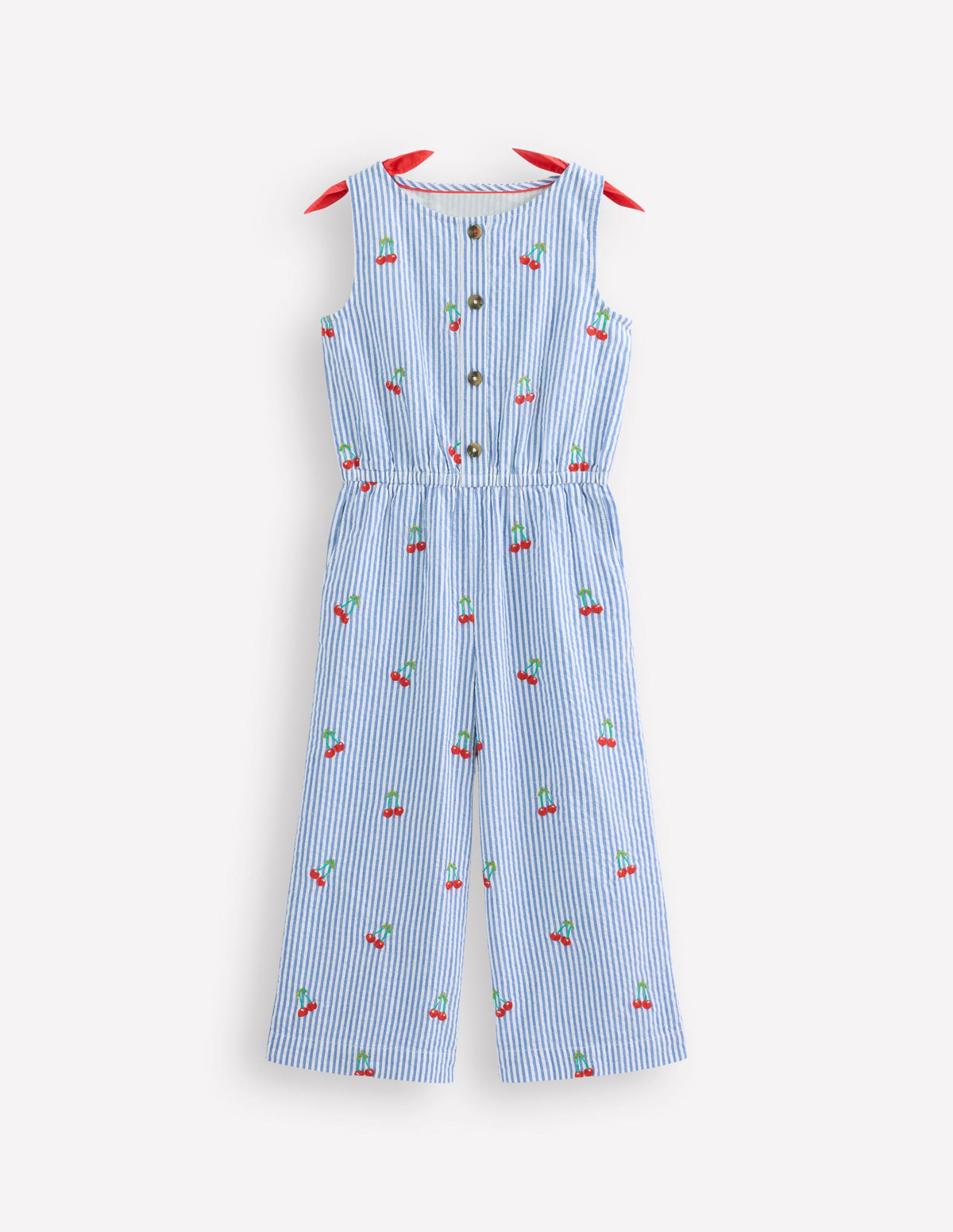 Wide Leg Jumpsuit-Cherry Embroidery - Image 1