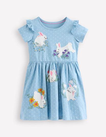 Jersey Applique Dress-Glacier Lake Spot-1