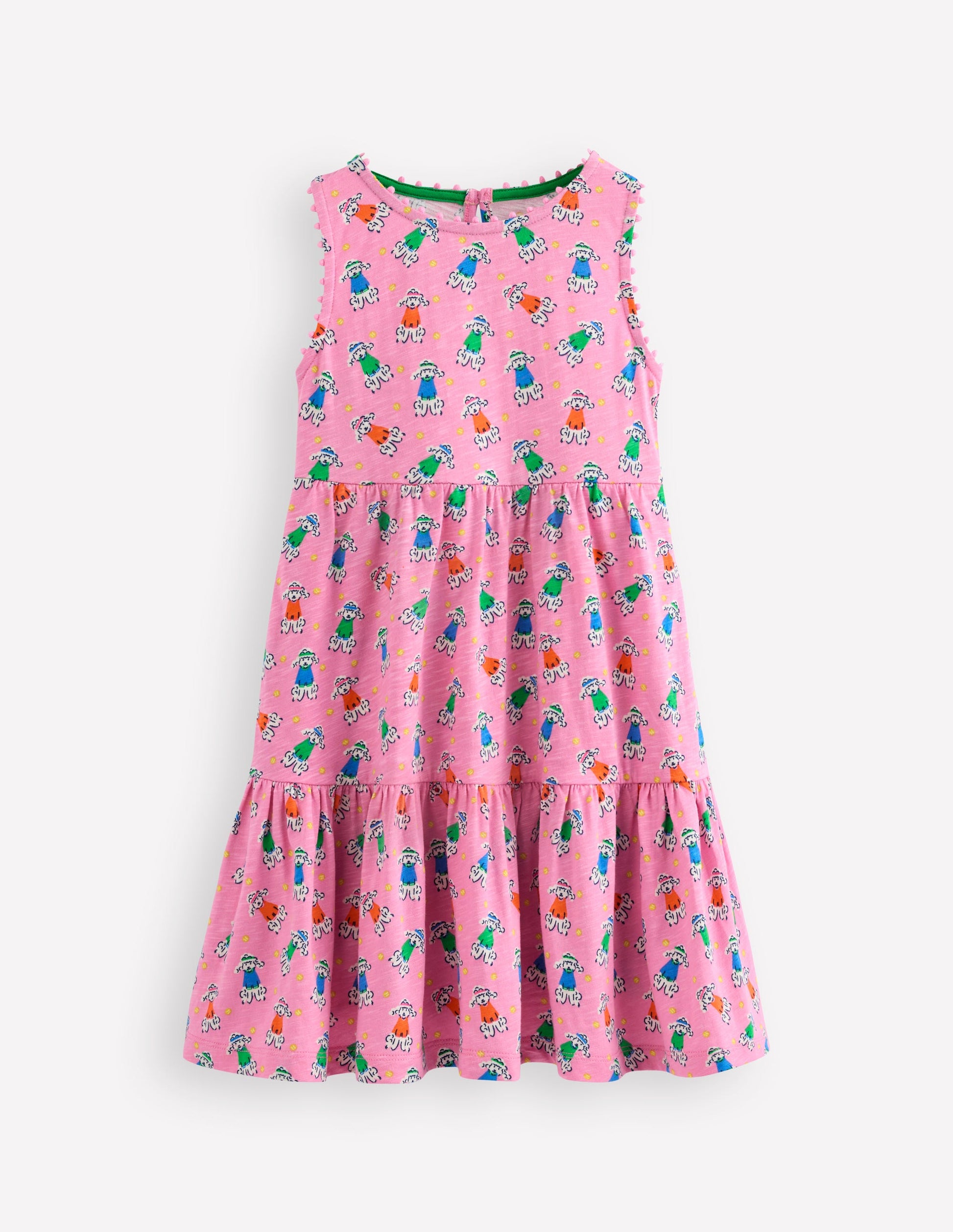 Ali Pom Trim Jersey Dress-Cosmos Pink Sporty Poodle-1