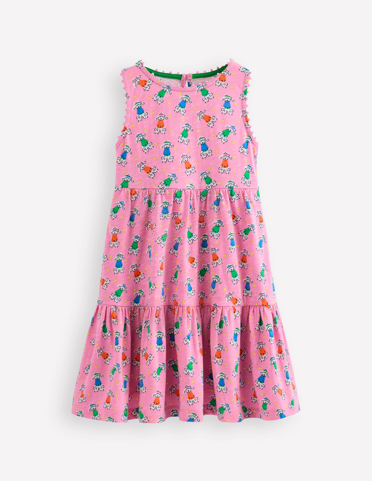 Ali Pom Trim Jersey Dress-Cosmos Pink Sporty Poodle - Image 1