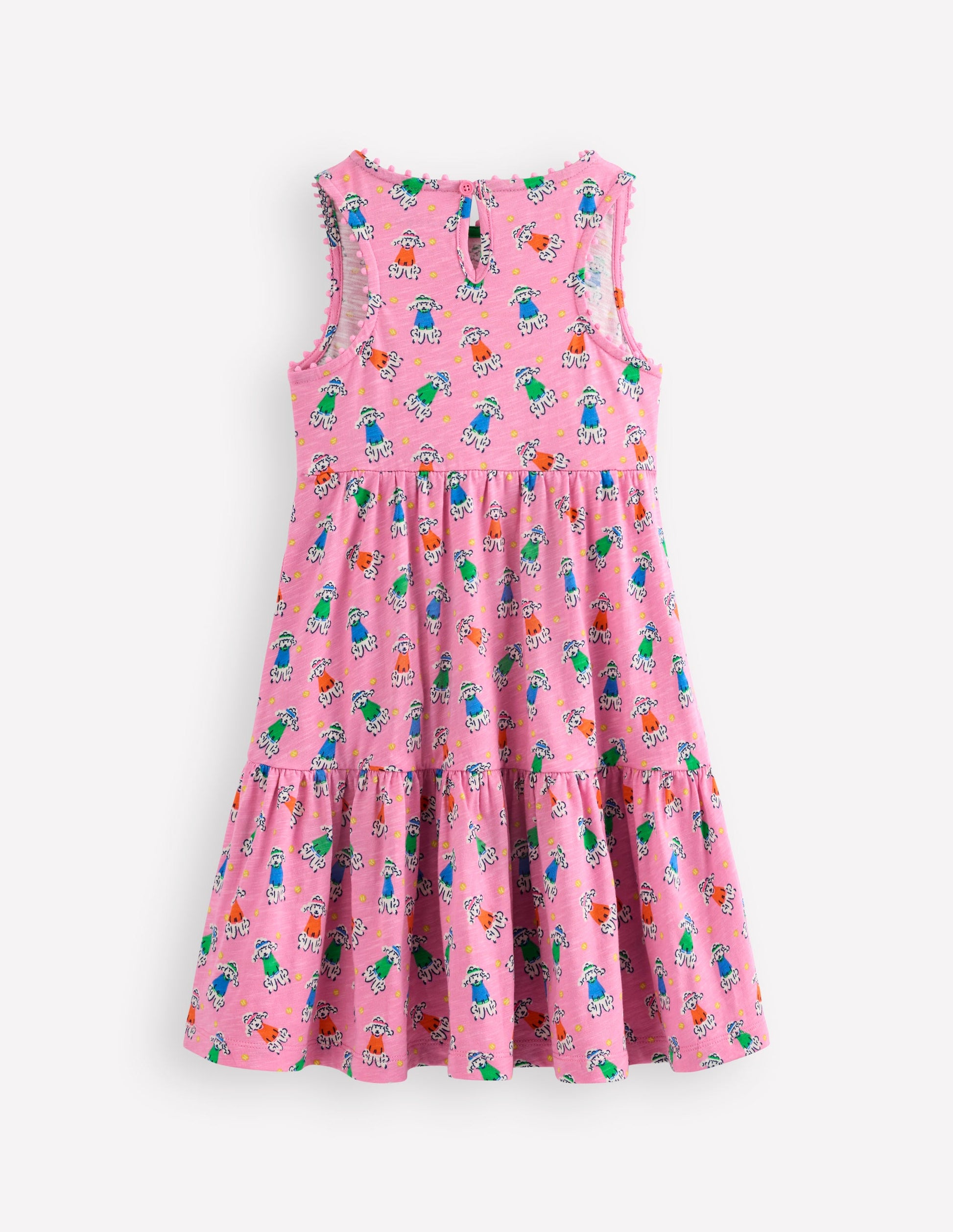 Ali Pom Trim Jersey Dress-Cosmos Pink Sporty Poodle-2